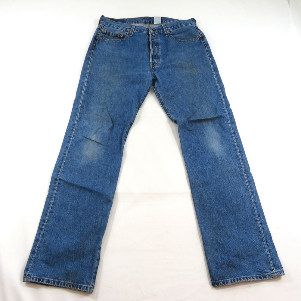 LEVIS 501 Button Fly JEANS Medium Wash Blue 34x34 Measured 33x33